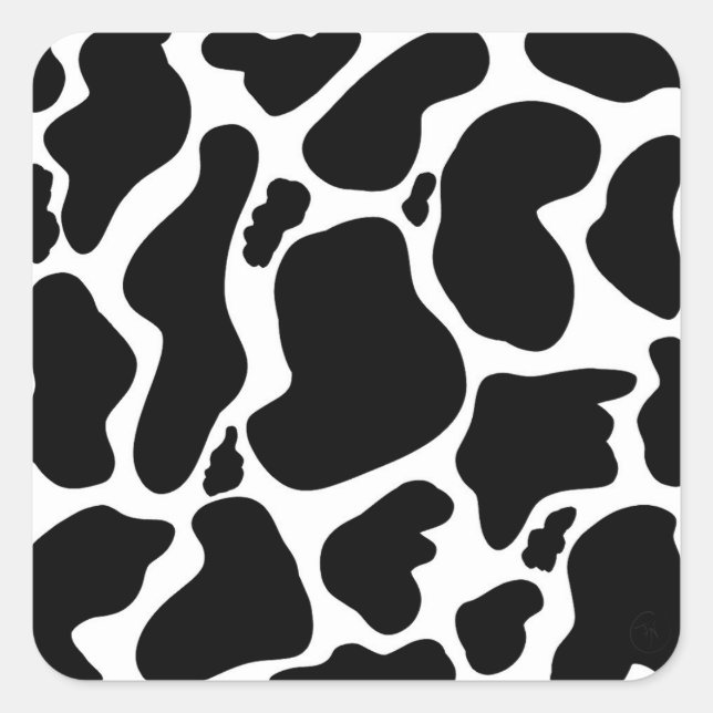 Pegatina Cuadrada Simple Black Cow Spots Animal (Anverso)