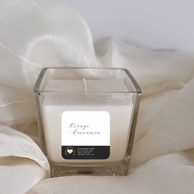 Pegatina Cuadrada Simple black white gold heart candle square sticke (Subido por el creador)