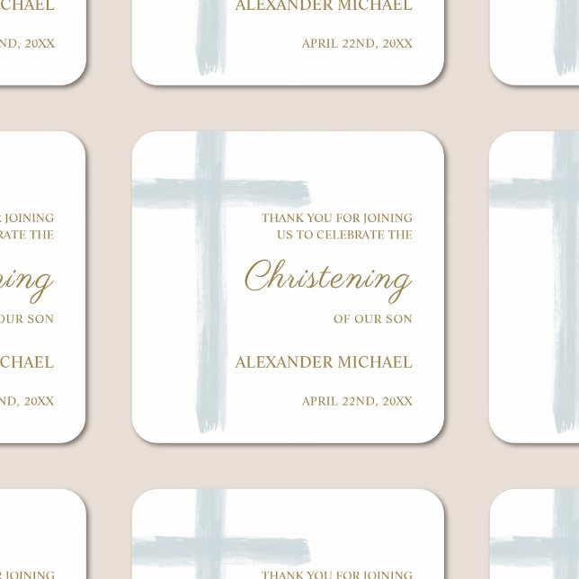 Pegatina Cuadrada Simple Blue Cross Christening Baptism Thank You (Subido por el creador)