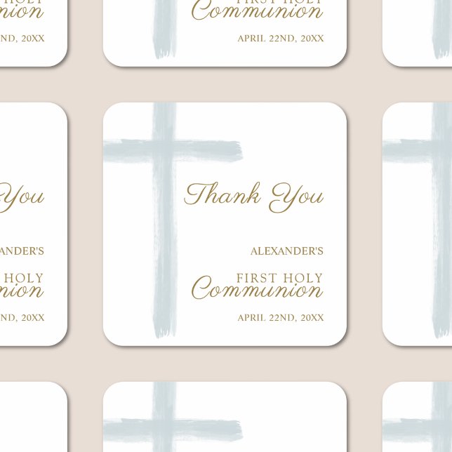 Pegatina Cuadrada Simple Blue Cross Thank You First Holy Communion (Subido por el creador)