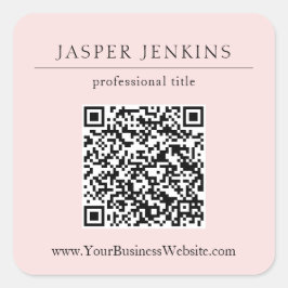 Pegatina Cuadrada Simple código QR profesional rosa moderno para emp