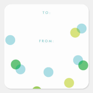 Pegatina Cuadrada Simple Confeti Azul   Regalo De Para