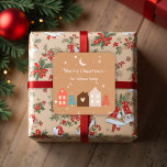 Pegatina Cuadrada Simple Earth Tone Merry Christmas<br><div class="desc">Simple diseño navideño con bonitas casas y árboles navideños disponibles en un fondo de dos cálidos tonos tierra. El tipo de letra clásico pero delicado le da un aspecto de época muy seductor, al tiempo que lo mantiene tierno y sencillo. El diseño es excelente para saludos ocasionales de temporada, se...</div>