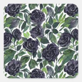 Pegatina Cuadrada Simple elegant dark roses print