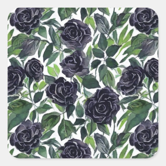 Pegatina Cuadrada Simple elegant dark roses print (Anverso)