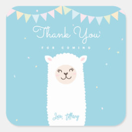 Pegatina Cuadrada Simple Elegante Llama Alpaca Gracias Por Venir