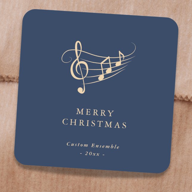 Pegatina Cuadrada Simple Gold Music Notes Christmas Green (Subido por el creador)