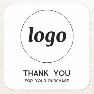 Pegatina Cuadrada Simple Logotipo y Texto Agradecimiento Empresarial