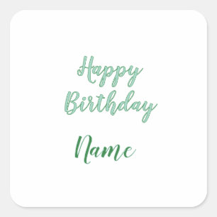 Pegatina Cuadrada simple minimal feliz cumpleaños añade tu nombre