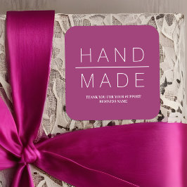 Pegatina Cuadrada Simple Minimalist Handmade Business Support