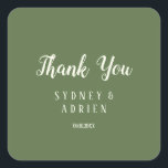 Pegatina Cuadrada Simple Minimalista|Boda de sabios oscuros Gracias<br><div class="desc">Este sencillo y minimalista boda de sabios oscuros le agradece a favor del pegatina cuadrado es perfecto para una elegante recepción nupcial. El diseño clásico presenta un estilo rústico de sabores oscuros y una tipografía de marfil con un toque moderno minimalista. QSD115</div>