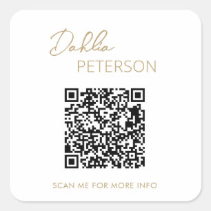 Pegatina Cuadrada Simple Oro Elegante Código QR Moderno Negocio
