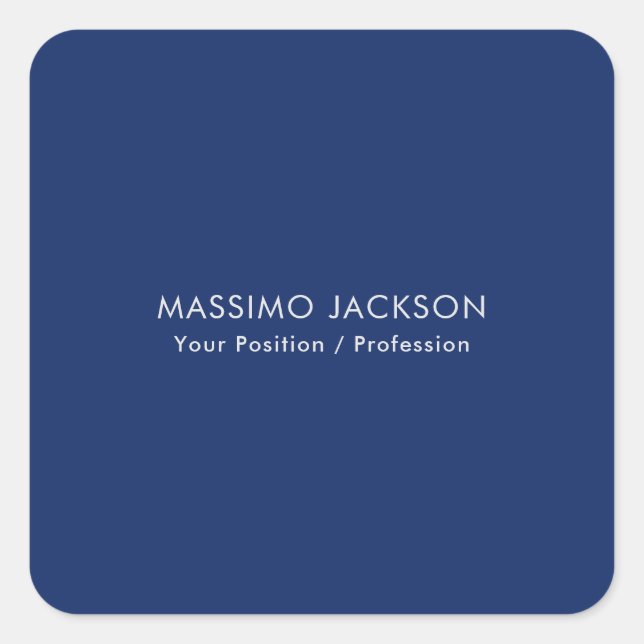 Pegatina Cuadrada Simple Plain Minimalist Elegant Modern Blue (Anverso)