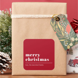 Pegatina Cuadrada Simple tipografía moderna rojo