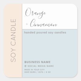 Pegatina Cuadrada Simple vela de soja de tipografía de bloque de col