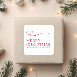 Pegatina Cuadrada Simple white red modern Merry Christmas