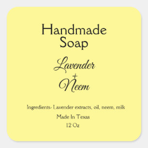 Pegatina Cuadrada simple y mínimo jabón de lavanda logotipo para peq