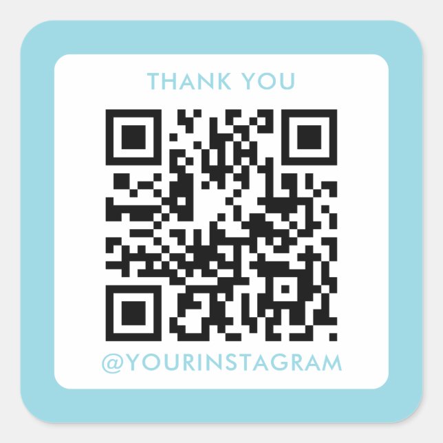 Pegatina Cuadrada simple y moderno medio social gracias qr code (Anverso)