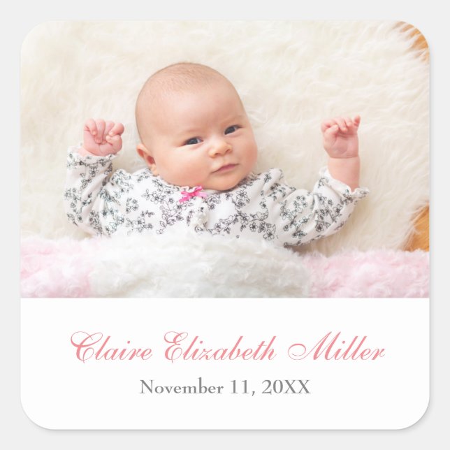 Pegatina Cuadrada Simplemente bendecida fecha del nombre de la foto  (Anverso)