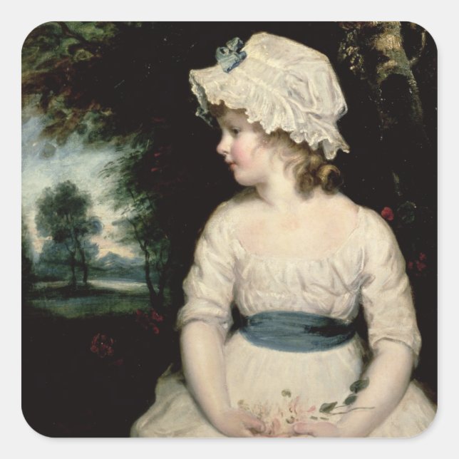 Pegatina Cuadrada Simplicidad - Retrato de Miss Theophilia Ghatkin (Anverso)