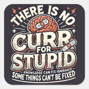 Pegatina Cuadrada sin cura para los estúpidos