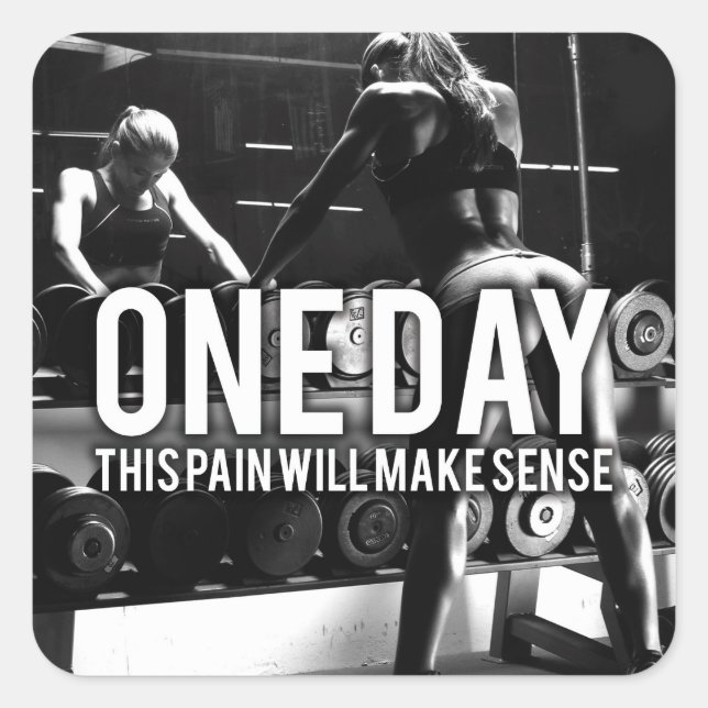 Pegatina Cuadrada Sin dolor ni ganancia - Motivación del entrenamien (Anverso)