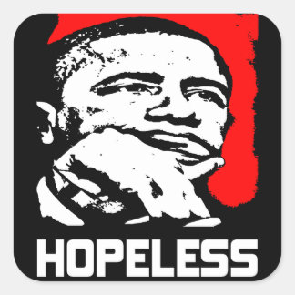Pegatina Cuadrada Sin esperanza: ¡Barack Obama!