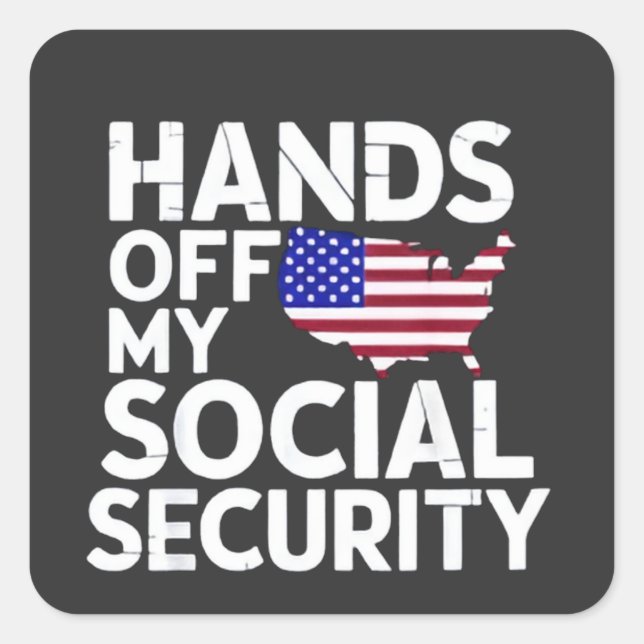 Pegatina Cuadrada Sin mi seguridad social (Anverso)