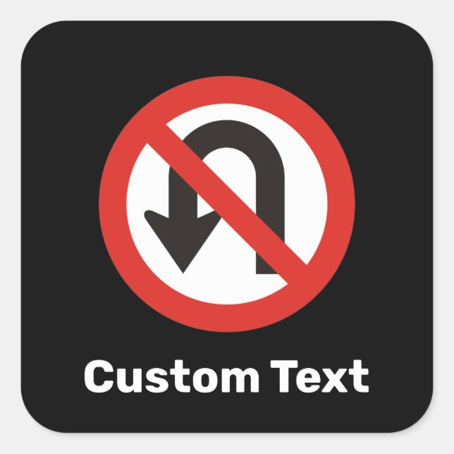 Pegatina Cuadrada Sin Rótulo de giro en U (Anverso)