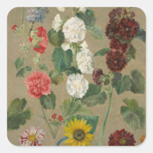 Pegatina Cuadrada Sin título (Flores) (aceite a bordo)