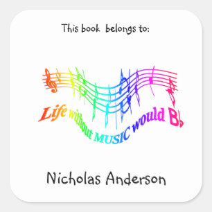 Pegatina Cuadrada Sin vida musical sería arte un libro plano