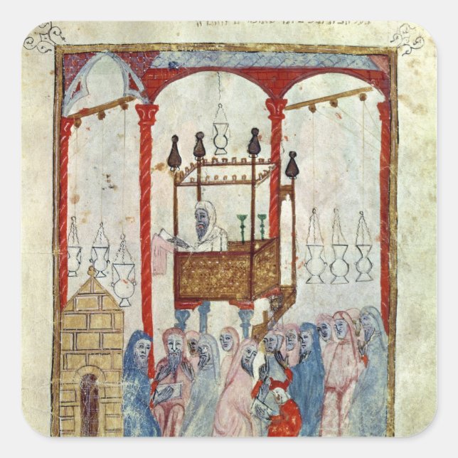 Pegatina Cuadrada Sinagoga, c.1350, España septentrional (Anverso)