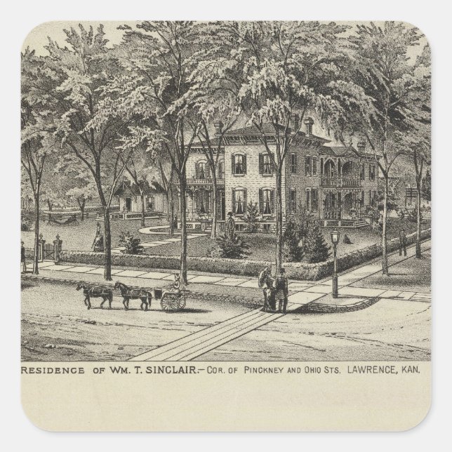 Pegatina Cuadrada Sinclair Residence, Kansas (Anverso)