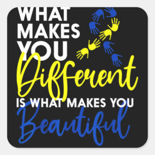 Pegatina Cuadrada Síndrome de Down Día Concienciación Cardíaca M