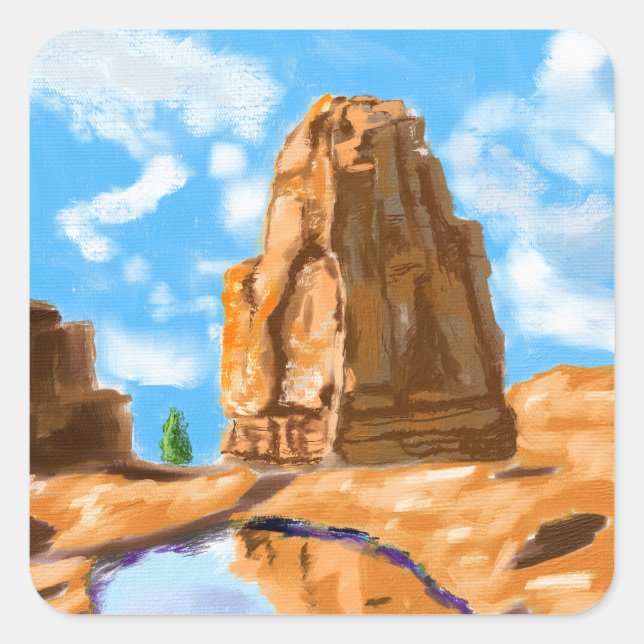 Pegatina Cuadrada Sinfonía del Cañón: una oda vibrante a la Gran (Anverso)