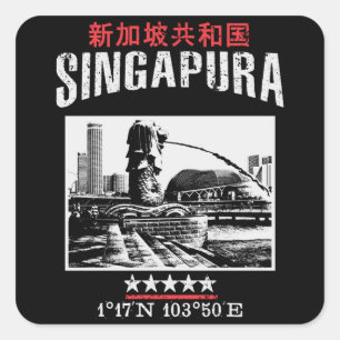 Pegatina Cuadrada Singapur