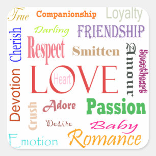 Pegatina Cuadrada Sinónimos de amor de Shirley Taylor