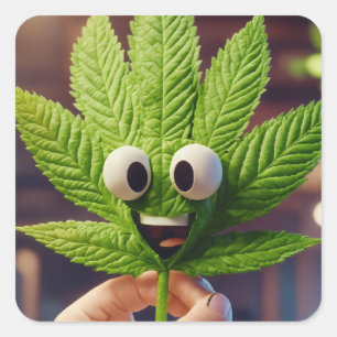 Pegatina Cuadrada "Sintiéndose Verde: ¿Me Hojas sola?"