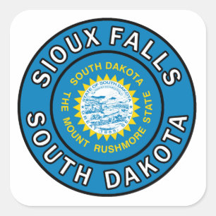 Pegatina Cuadrada Sioux Falls Dakota del Sur