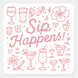 Pegatina Cuadrada Sip Happens