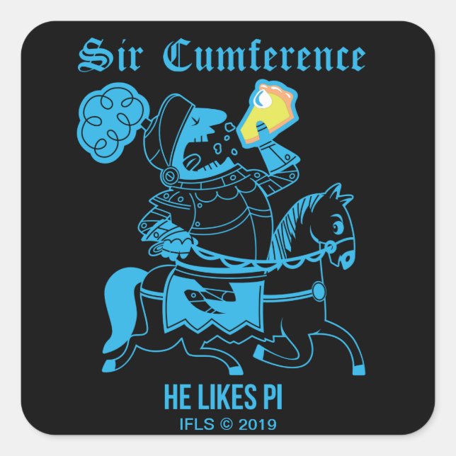Pegatina Cuadrada Sir Cumference. (Anverso)