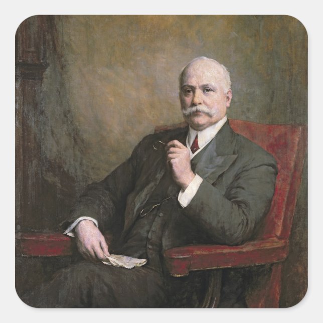 Pegatina Cuadrada Sir Edward Hopkinson Holden First Baronet (Anverso)