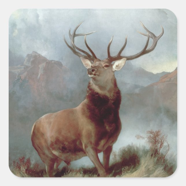 Pegatina Cuadrada Sir Edwin Landseer | Monarca del Glen, 1851 (Anverso)