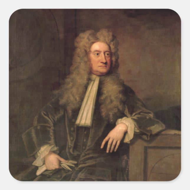 Pegatina Cuadrada Sir Isaac Newton (Anverso)
