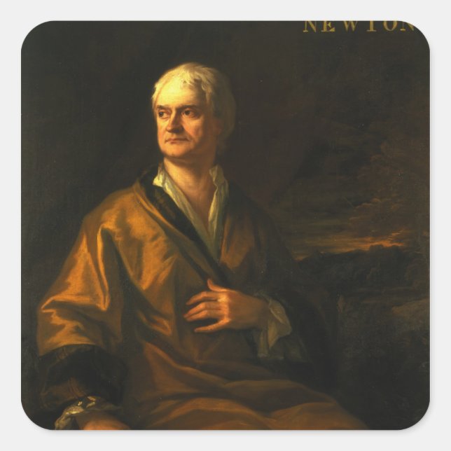 Pegatina Cuadrada Sir Isaac Newton, 1710 (Anverso)