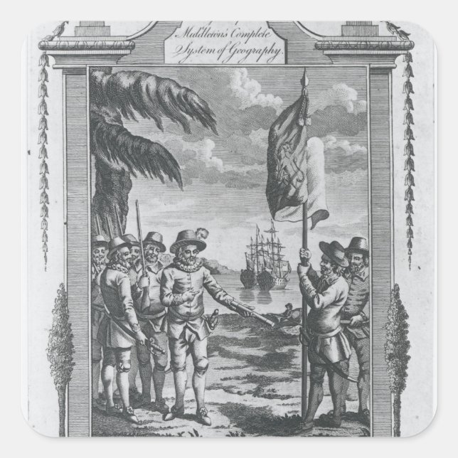 Pegatina Cuadrada Sir Walter Raleigh (Anverso)