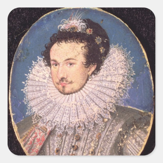 Pegatina Cuadrada Sir Walter Raleigh (Anverso)