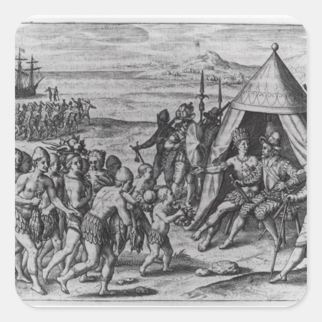 Pegatina Cuadrada Sir Walter Raleigh (Anverso)