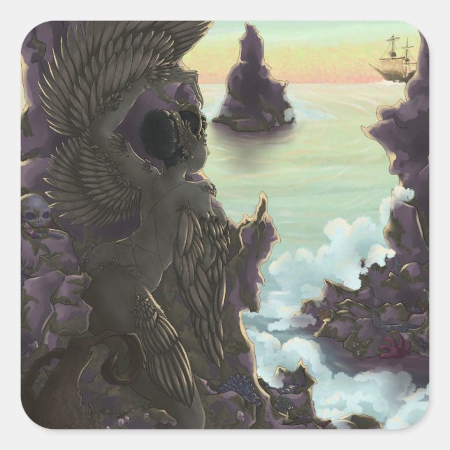 Pegatina Cuadrada Siren Stones (Anverso)