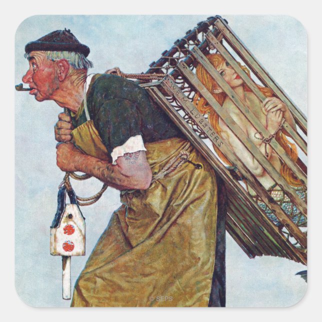 Pegatina Cuadrada Sirena (Anverso)